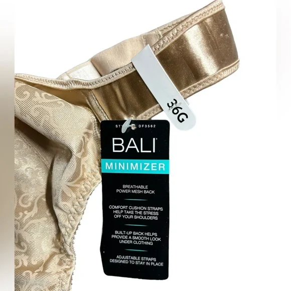 BALI tan satin tracings minimizer underwire bra style 3562 NWT - Picture 3 of 4